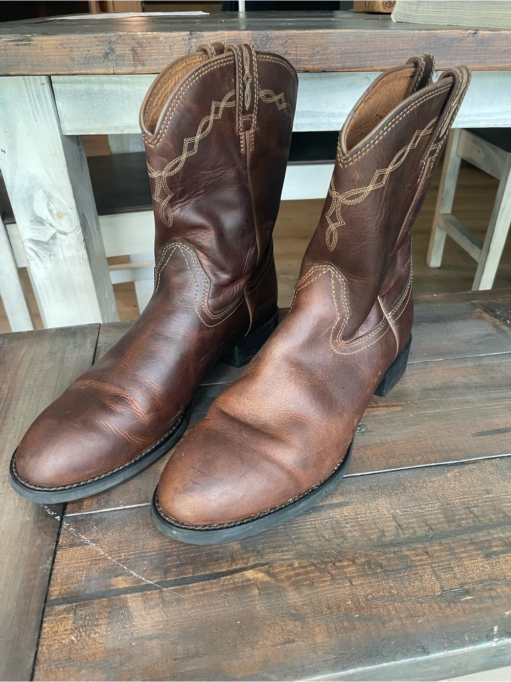 Ariat Men's Size 12D Heritage Roper Western Leather Brown Cowboy Boots